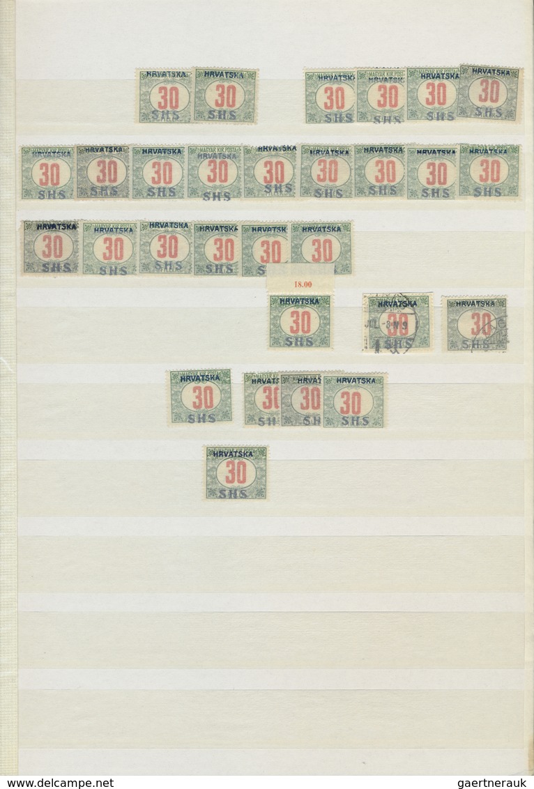 */**/O/Brfst Jugoslawien: 1918, Issues for Croatia, SHS overprints on Hungary, comprising apprx. 1.600 stamps inc