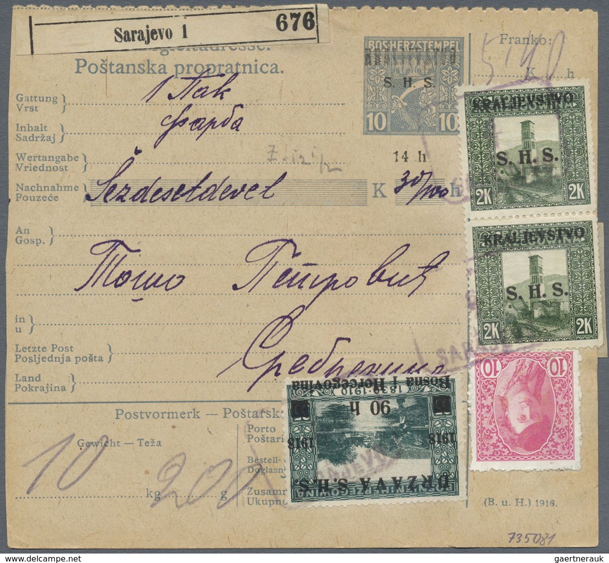 Br/GA Jugoslawien: 1918/1925, Interesting Collection Of Ca. 180 Post Accompany Adresses, Package Cards, Mo - Lettres & Documents