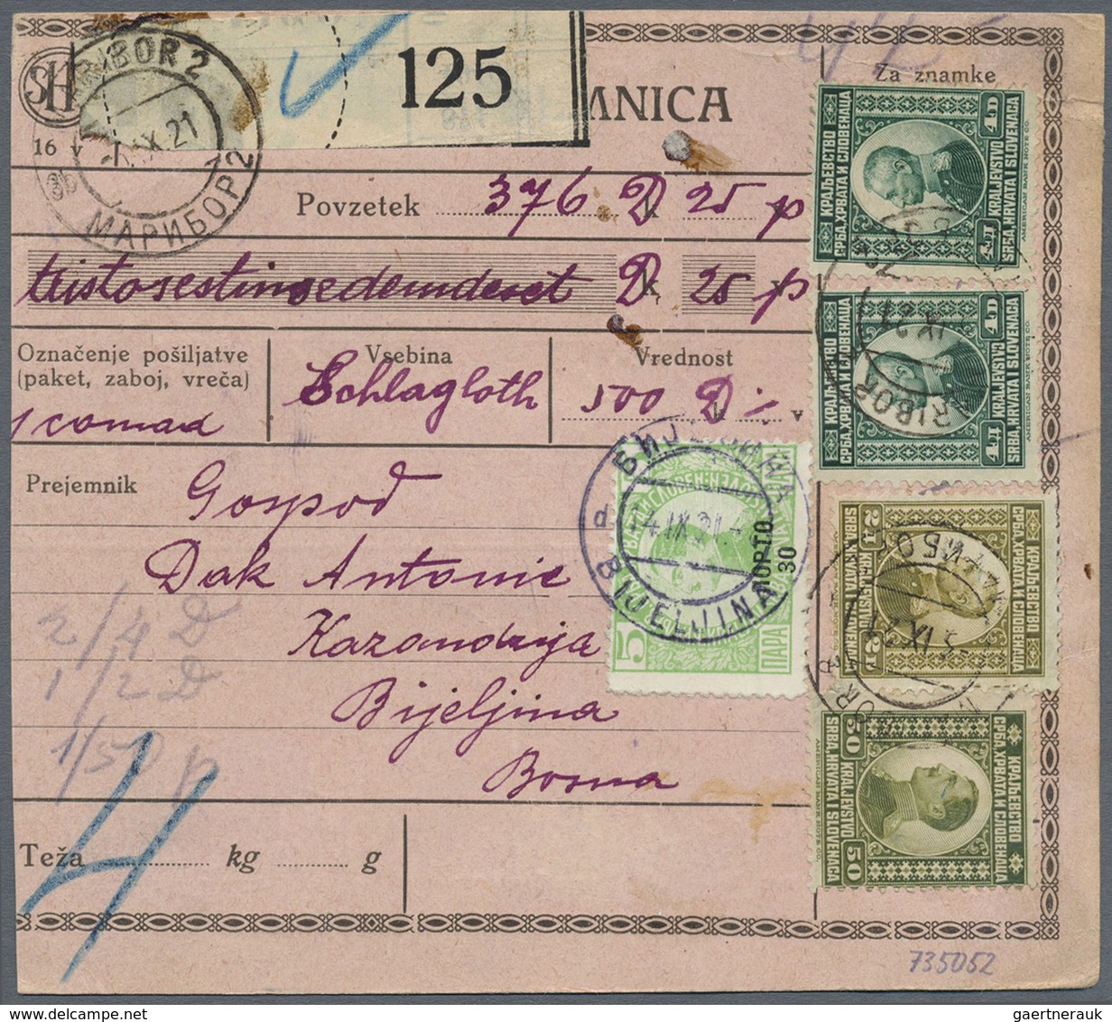 Br/GA Jugoslawien: 1918/1925, Interesting Collection Of Ca. 180 Post Accompany Adresses, Package Cards, Mo - Lettres & Documents
