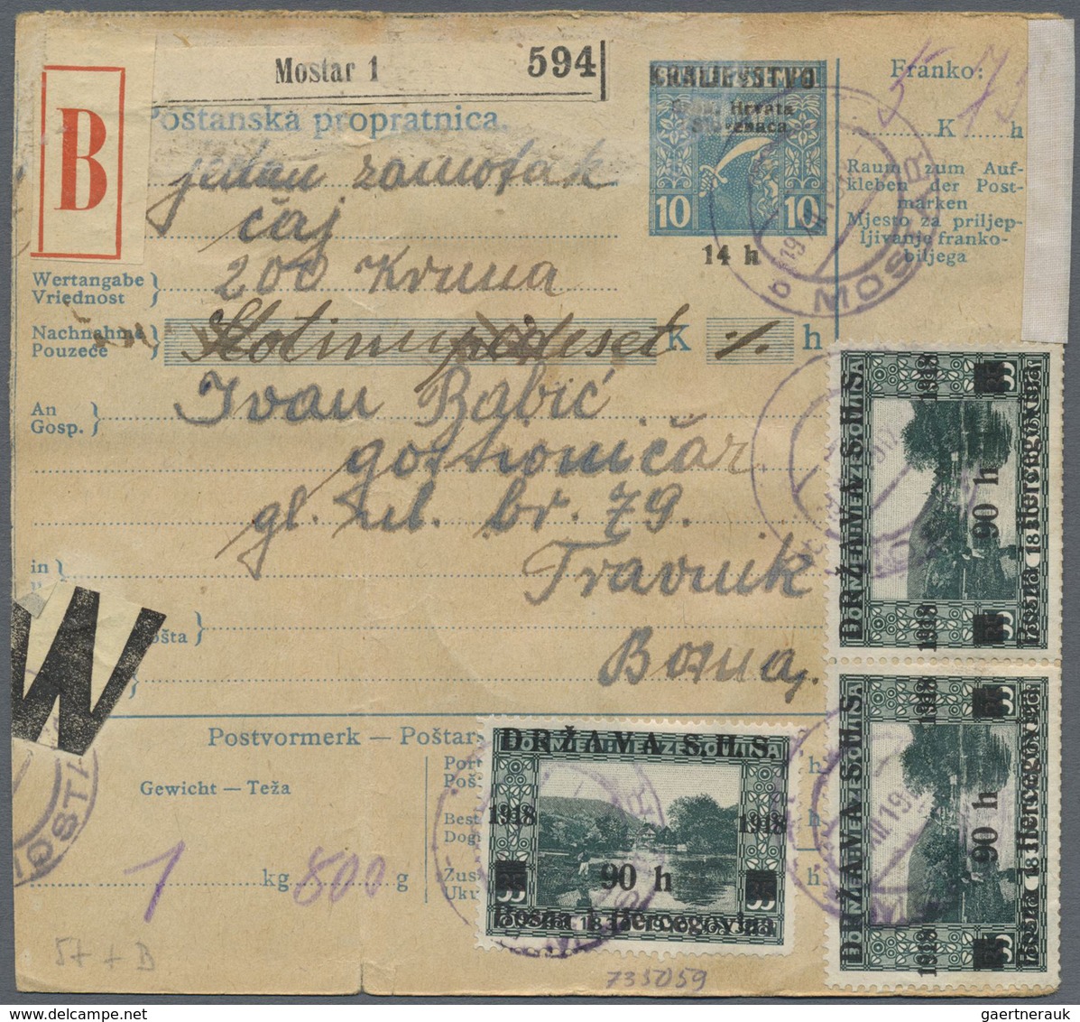 Br/GA Jugoslawien: 1918/1925, Interesting Collection Of Ca. 180 Post Accompany Adresses, Package Cards, Mo - Brieven En Documenten