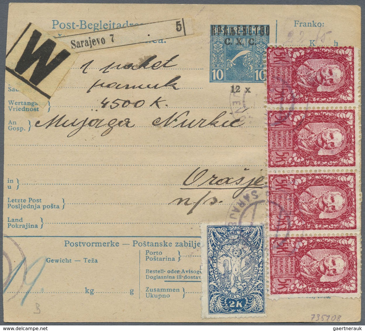 Br/GA Jugoslawien: 1918/1925, interesting collection of ca. 180 post accompany adresses, package cards, mo