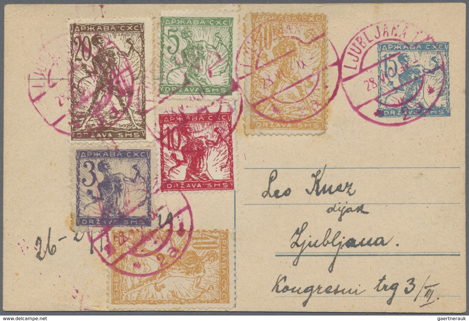 Br/GA/ Jugoslawien: 1918/1922, Partie Von Ca. 60 - 70 Belegen Mit Vielen "Kettensprenger"-Frankaturen, Desw - Lettres & Documents