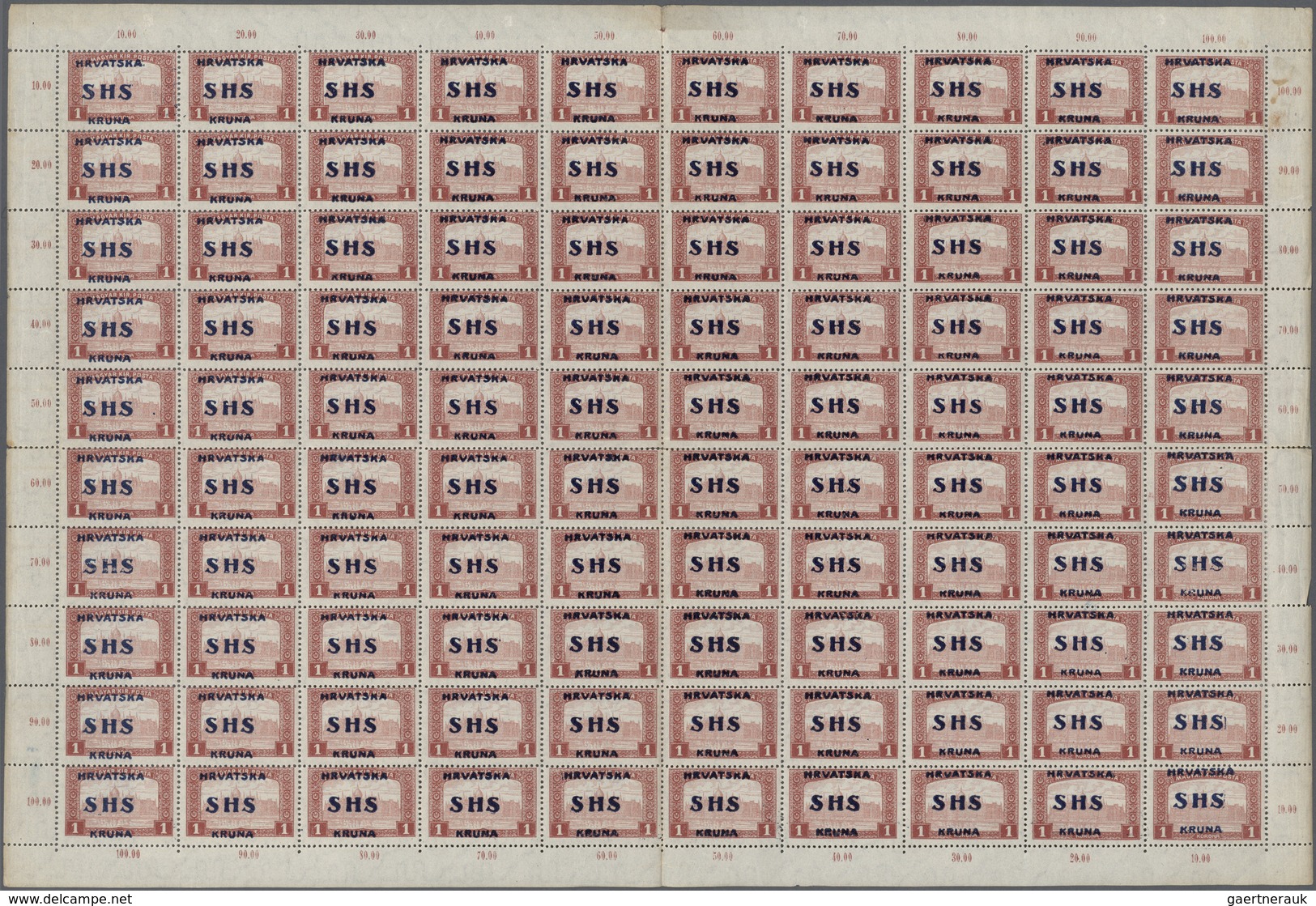 **/O Jugoslawien: 1918/1919, Accumulation Of Complete Sheets/large Units, Mainly SHS Overprints On Hungar - Lettres & Documents