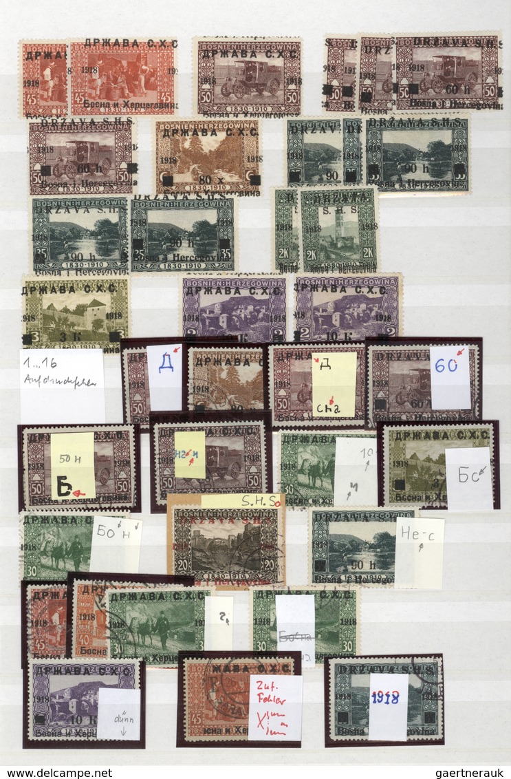 O/**/Brfst/* Jugoslawien: 1918/1919, Specialised Accumulation Of Apprx. 1.050 Stamps, Almost Exclusively Issues F - Lettres & Documents