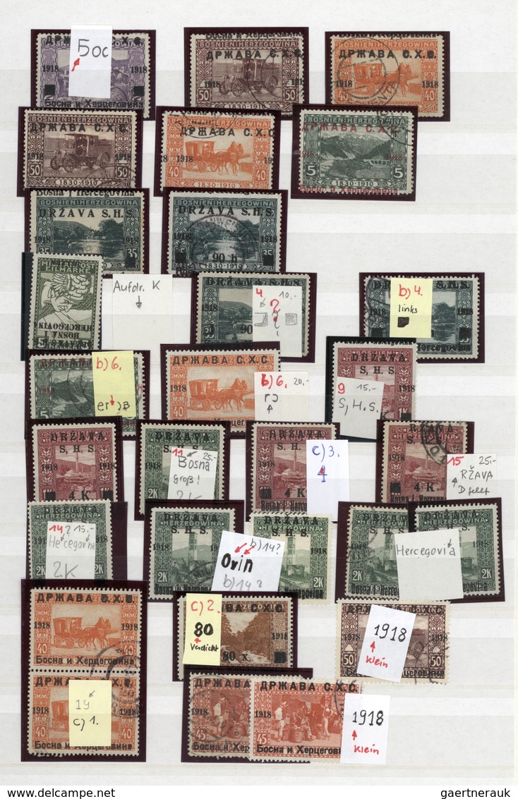 O/**/Brfst/* Jugoslawien: 1918/1919, Specialised Accumulation Of Apprx. 1.050 Stamps, Almost Exclusively Issues F - Brieven En Documenten