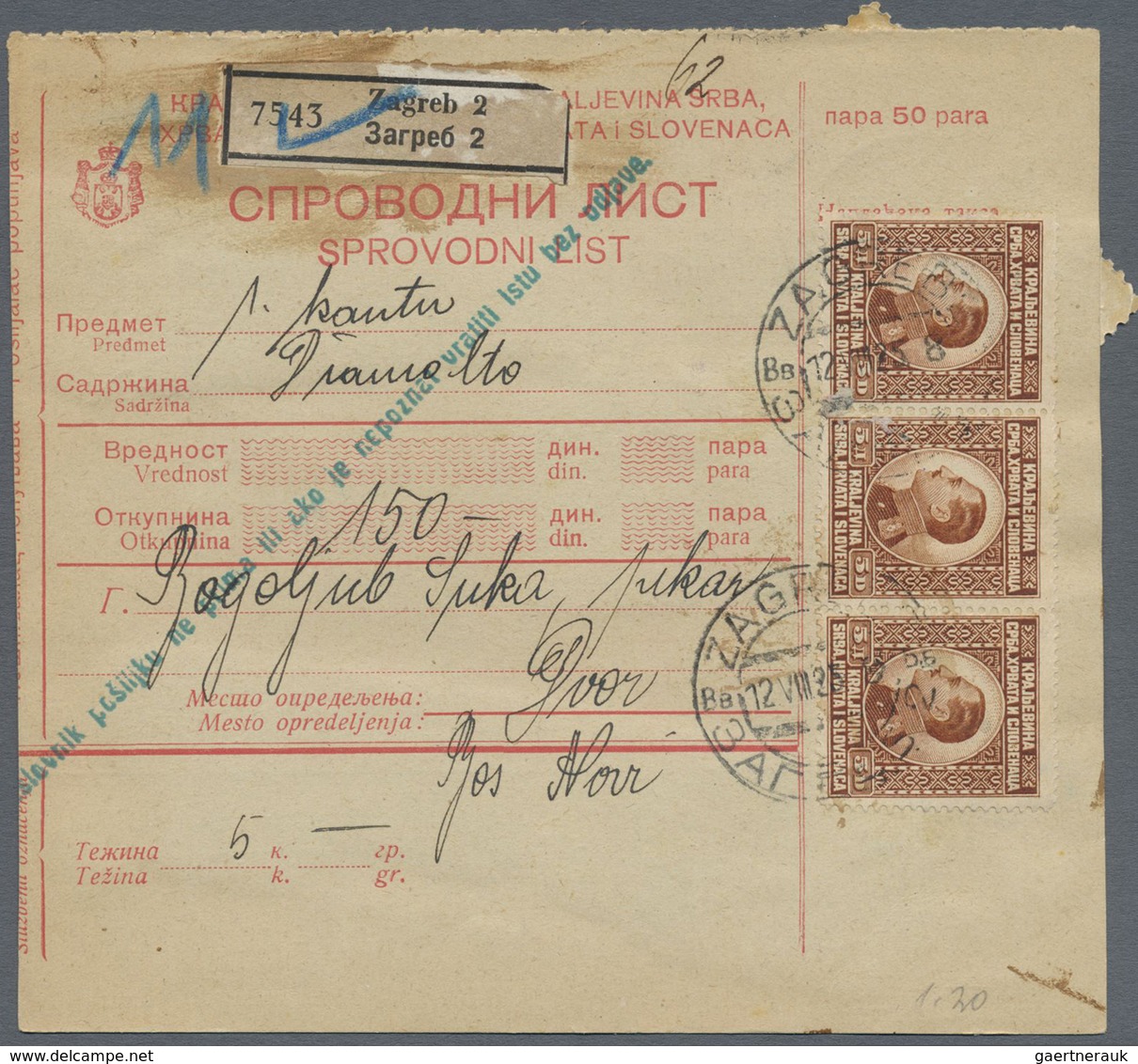 Br Jugoslawien: 1920/1930 (ca.), Lot Of Ca. 250 Package Cards And Money Orders With Many Interesting Fr - Lettres & Documents