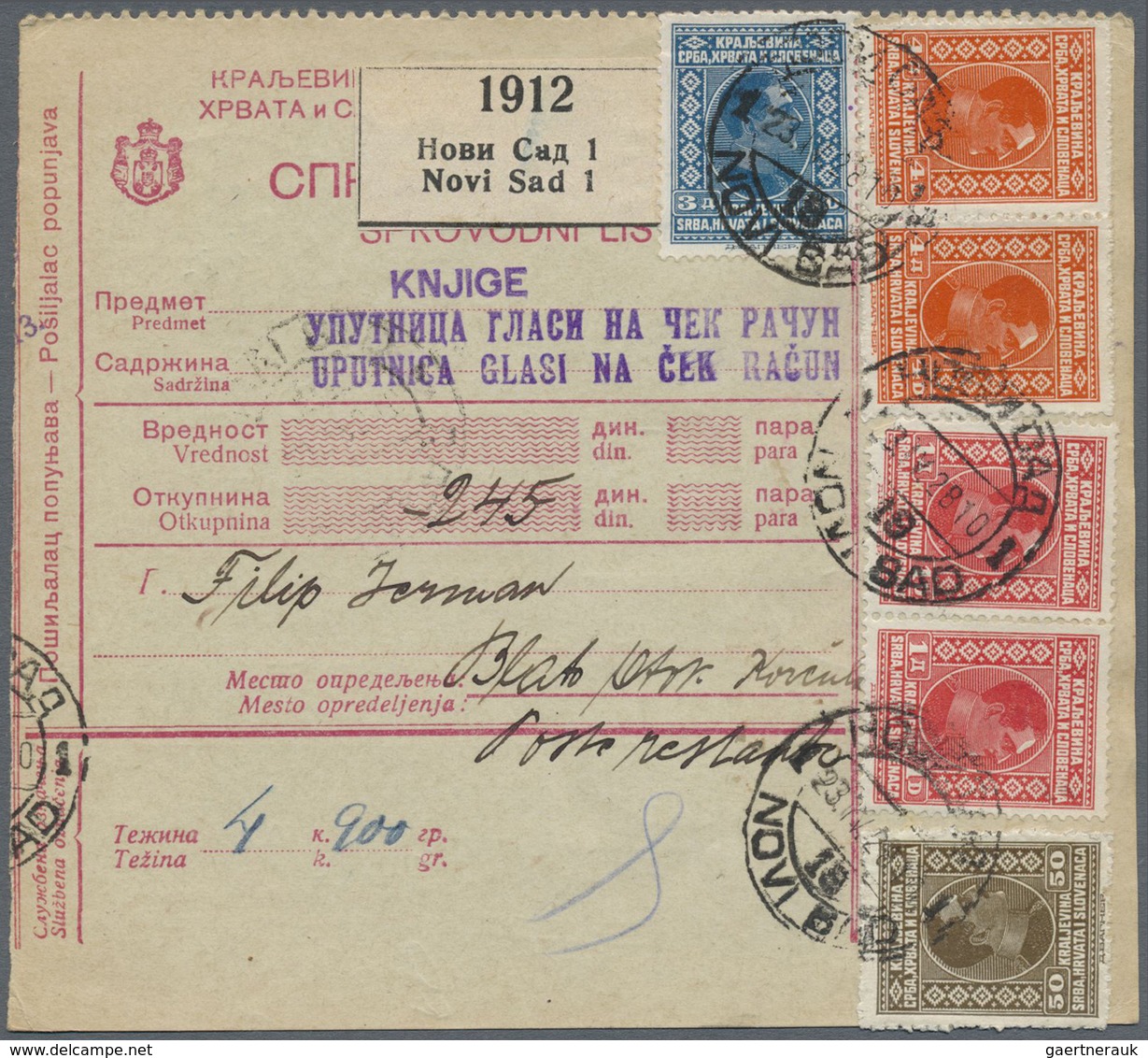 Br Jugoslawien: 1920/1930 (ca.), Lot Of Ca. 250 Package Cards And Money Orders With Many Interesting Fr - Lettres & Documents