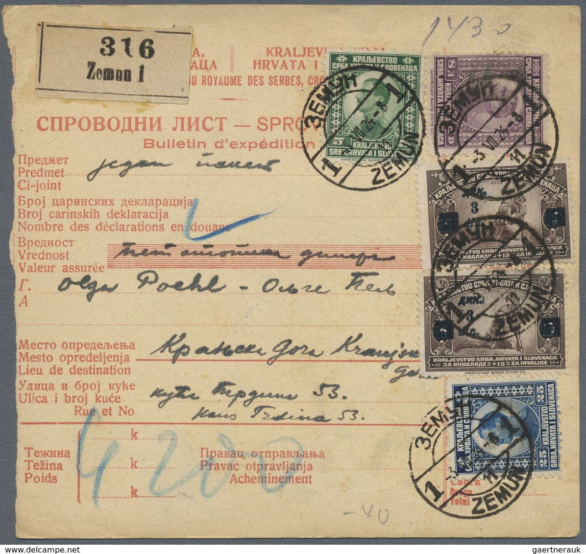 Br Jugoslawien: 1920/1930 (ca.), lot of ca. 250 package cards and money orders with many interesting fr