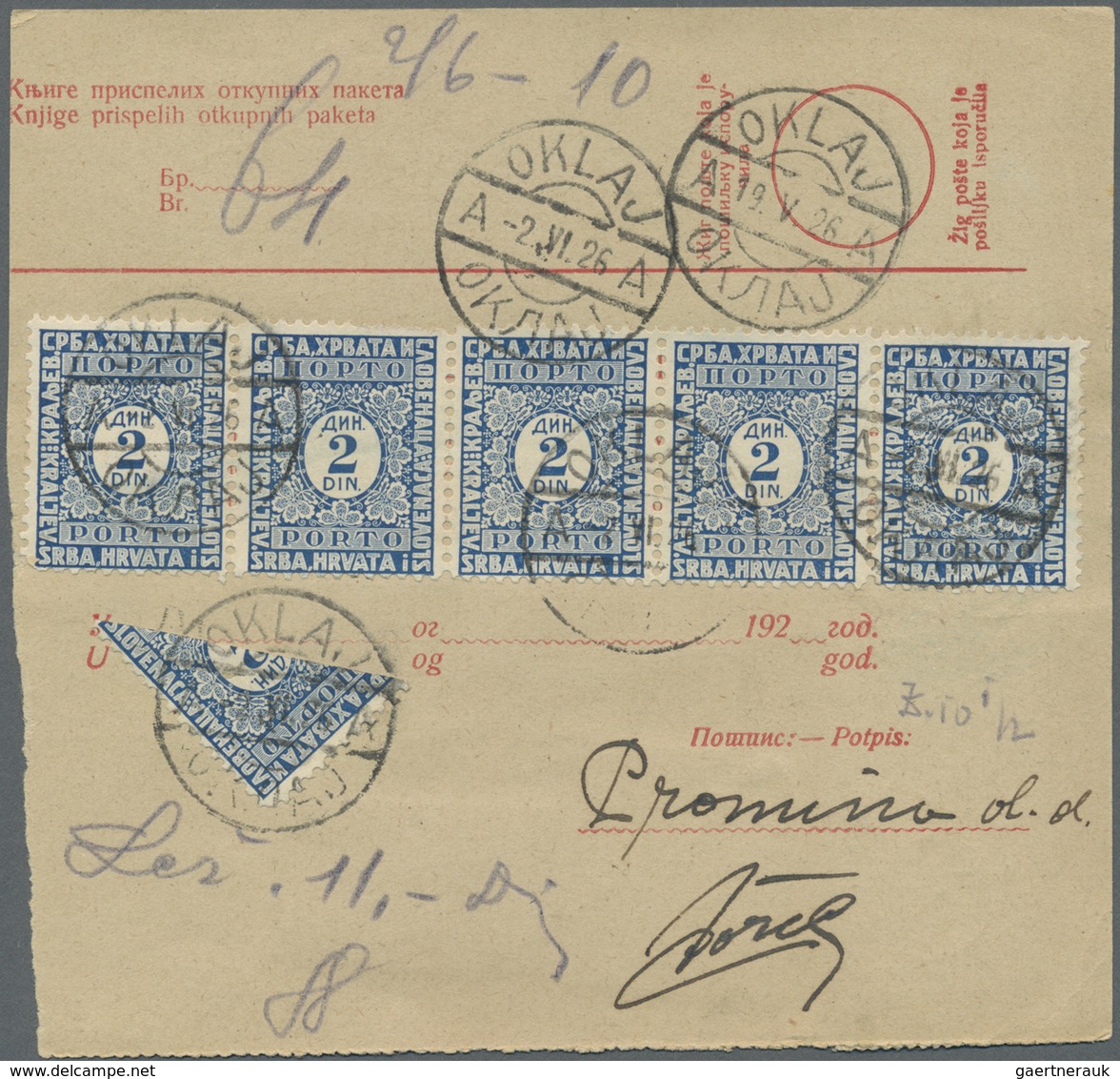 Br Jugoslawien: 1920/1926, Lot Of 12 Entires With Mixed Franking Slovenia Bisected Stamps And Normal Is - Lettres & Documents