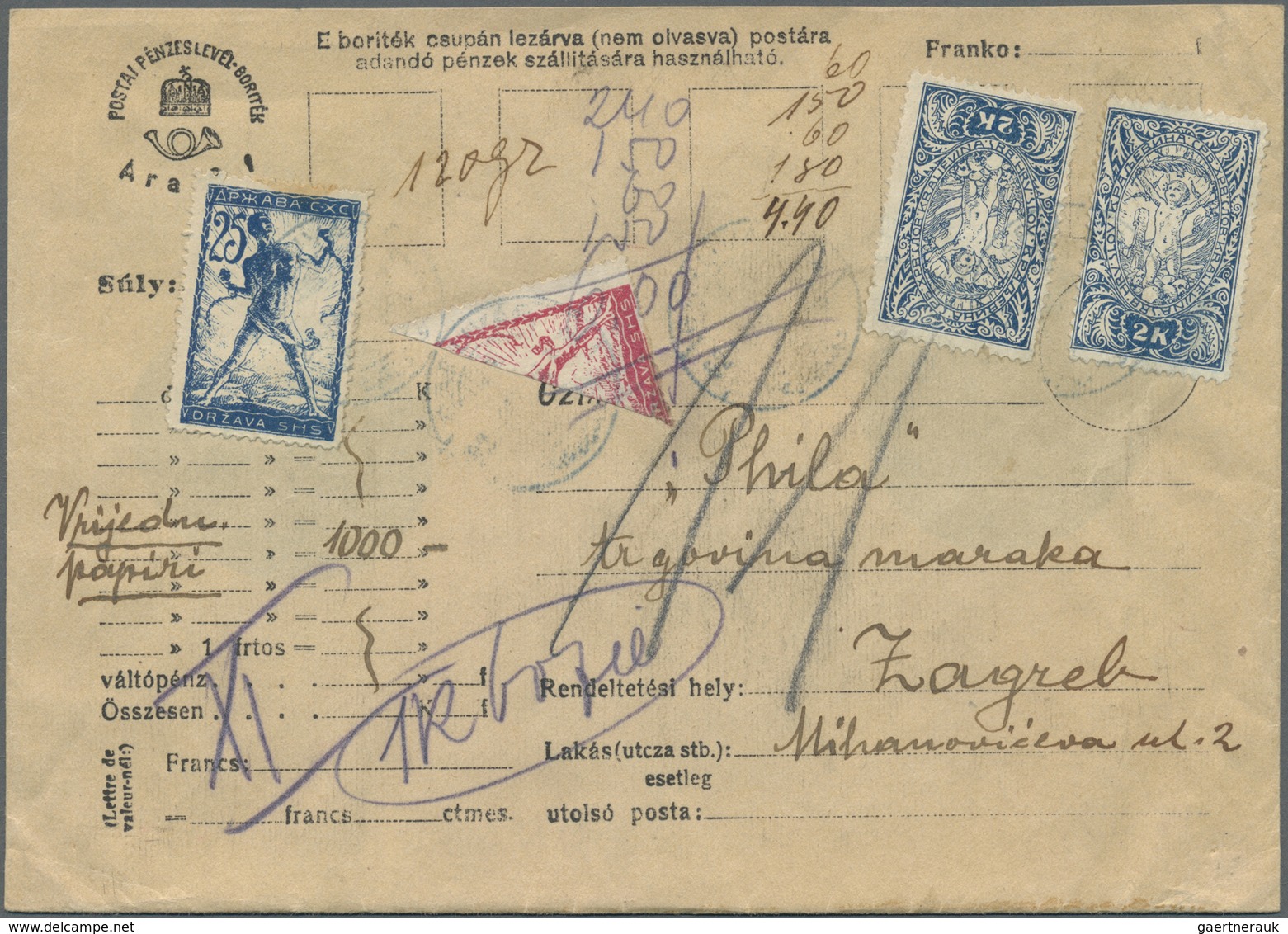 Br Jugoslawien: 1920/1926, Lot Of 12 Entires With Mixed Franking Slovenia Bisected Stamps And Normal Is - Lettres & Documents