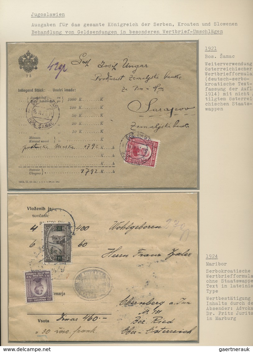 Br/GA Jugoslawien: 1921/1945, Partie Von Ca. 120 Briefen Und Ganzsachen Auf Blättern Mit Beschreibungen, D - Lettres & Documents