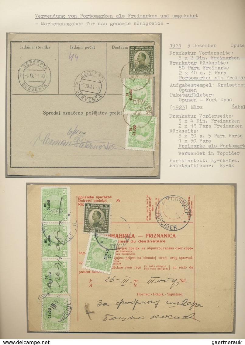 Br/GA Jugoslawien: 1921/1945, Partie von ca. 120 Briefen und Ganzsachen auf Blättern mit Beschreibungen, d