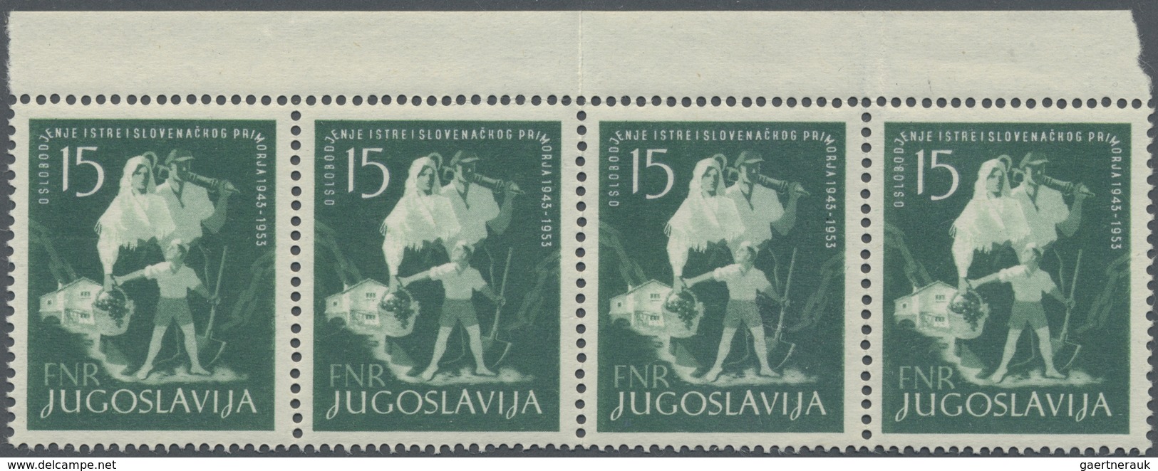 ** Jugoslawien: 1953, Befreiung Istriens Und Der Slowenischen Küste 15 Din. Grün Als Anlagebestand Mit - Lettres & Documents