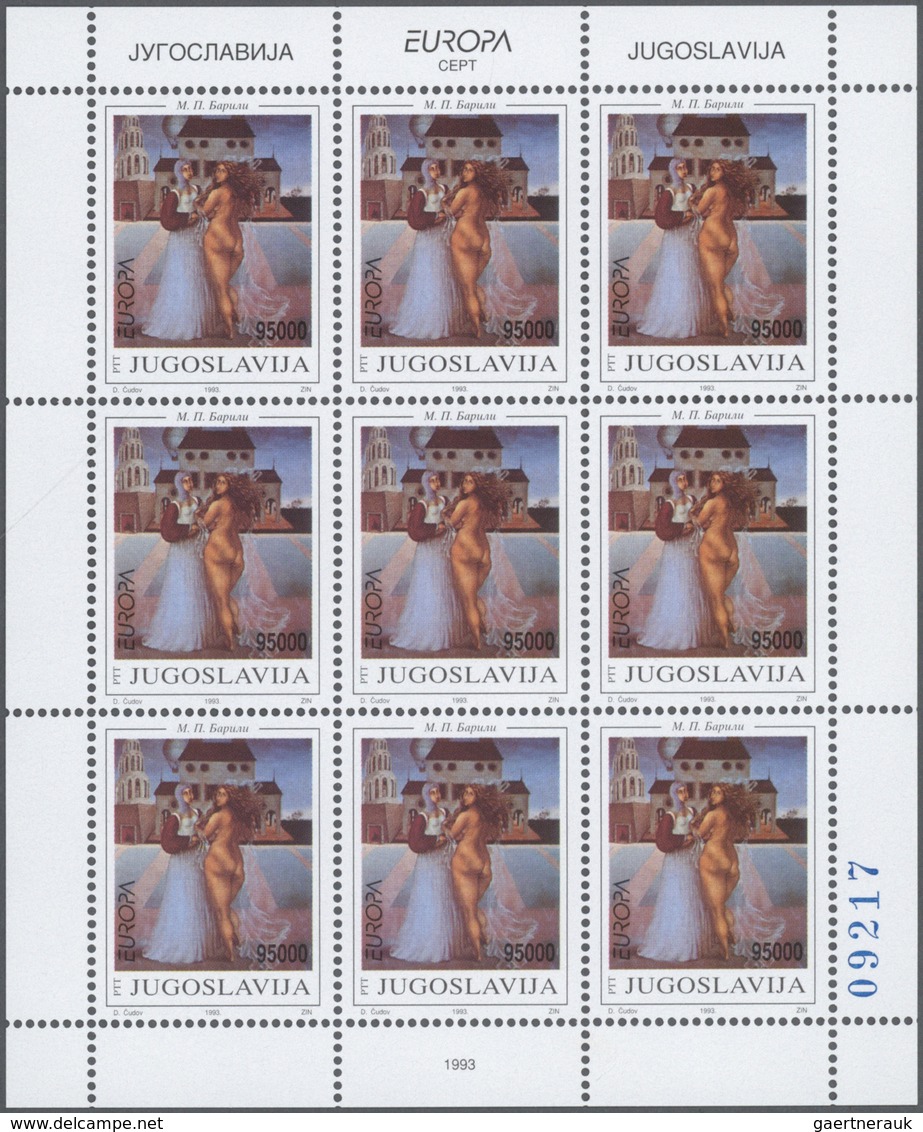 ** Jugoslawien: 1973/2000, Enormous Stock Of The Europa Issues In Complete Little Sheets Of 8 Or 9 Stam - Lettres & Documents