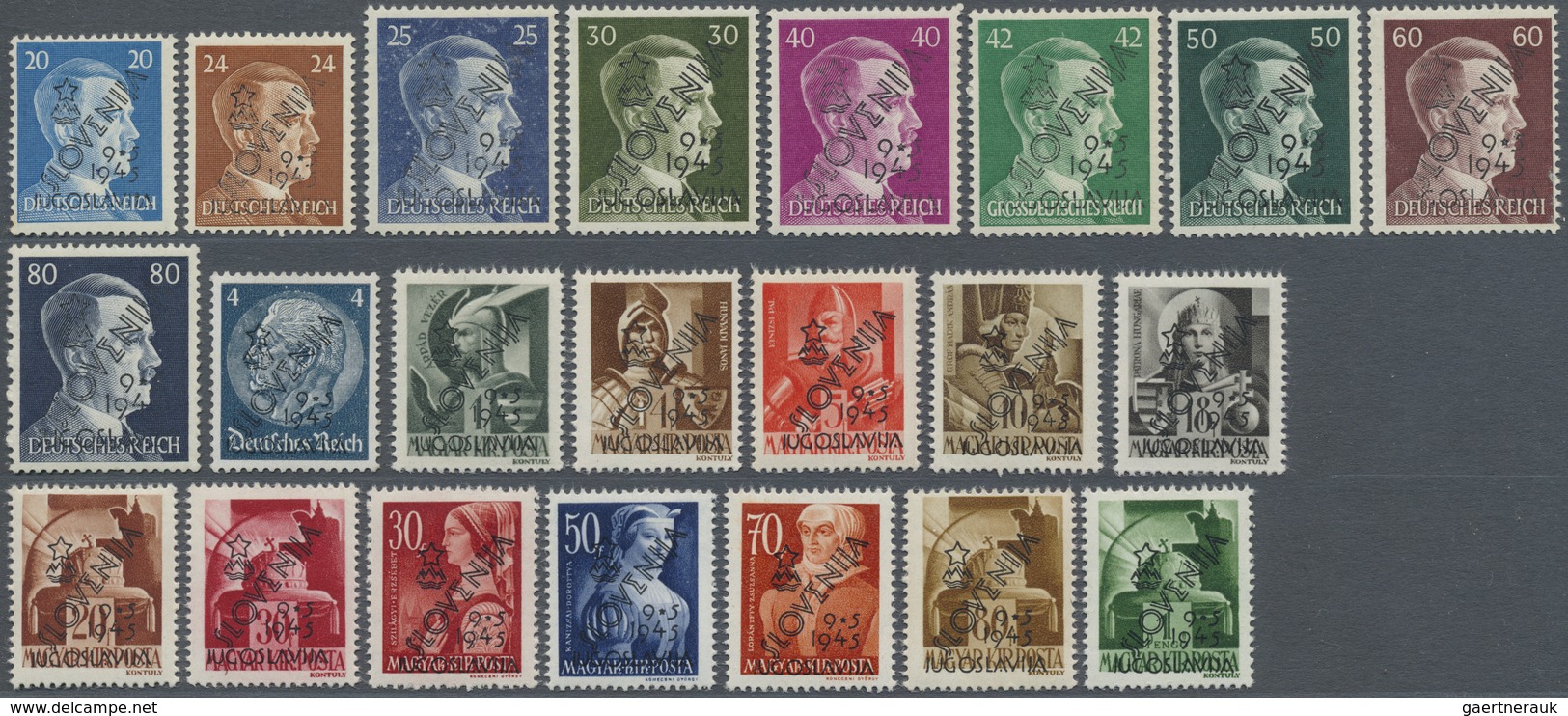 ** Jugoslawien - Volksrepubliken 1945: Slowenien: 1945, Complete Collection On Two Stockcards Incl. Mic - Autres & Non Classés
