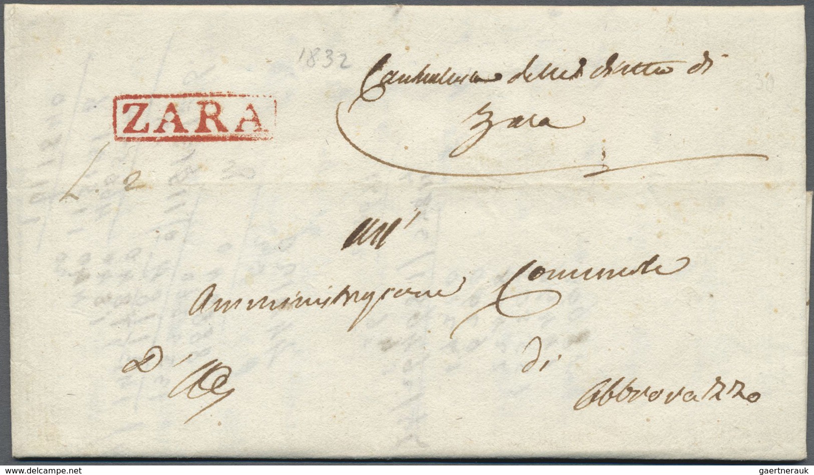 Br Kroatien - Vorphilatelie: ZARA: 1819/1854, Lot Of 8 Folded Letters With One- And Two-liners In Black - Croatie
