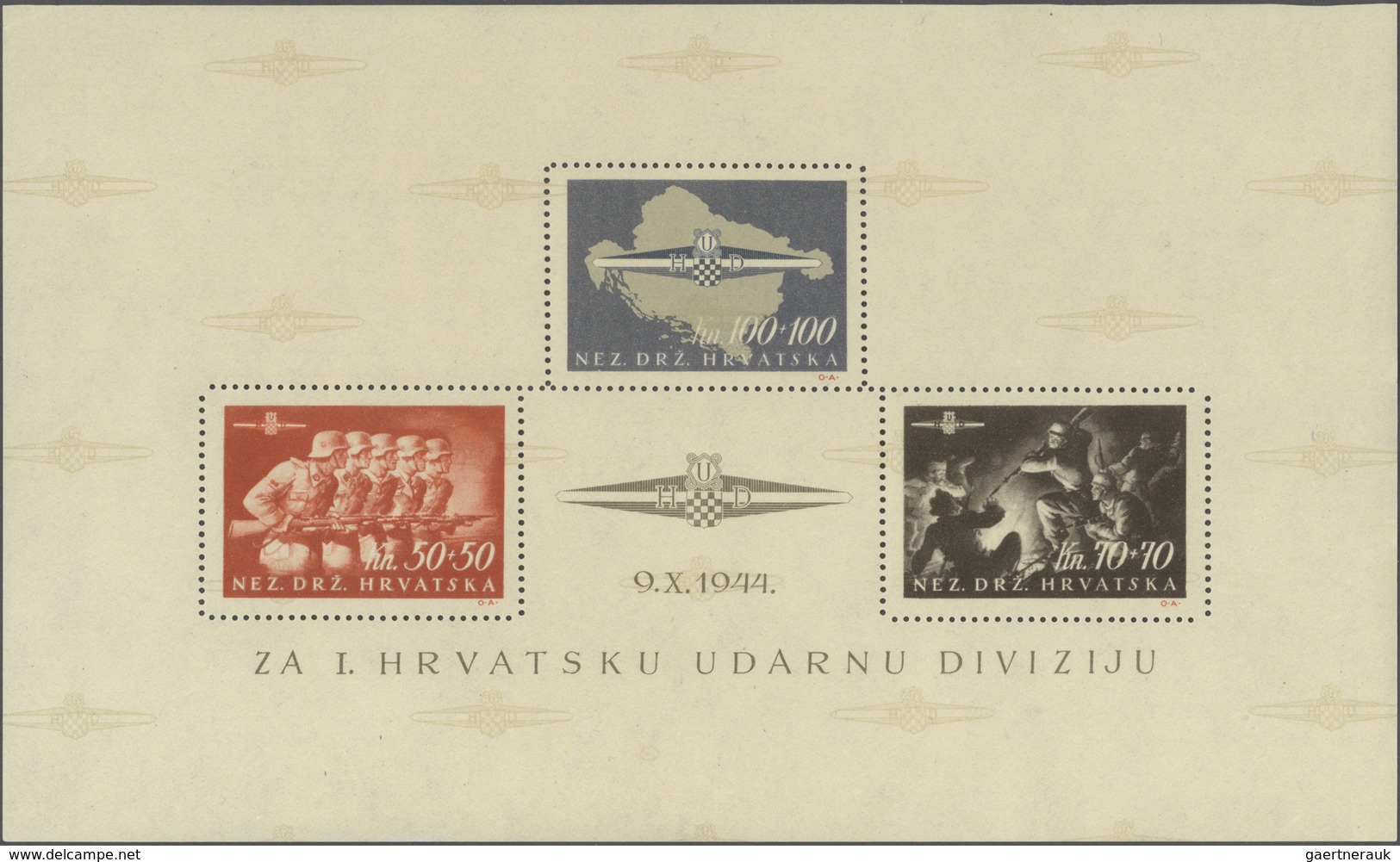 ** Kroatien: 1945, Storm Trooper Division, U/m Lot Incl. Two Souvenir Sheets And Two Sets Of Stamps (fr - Croatia