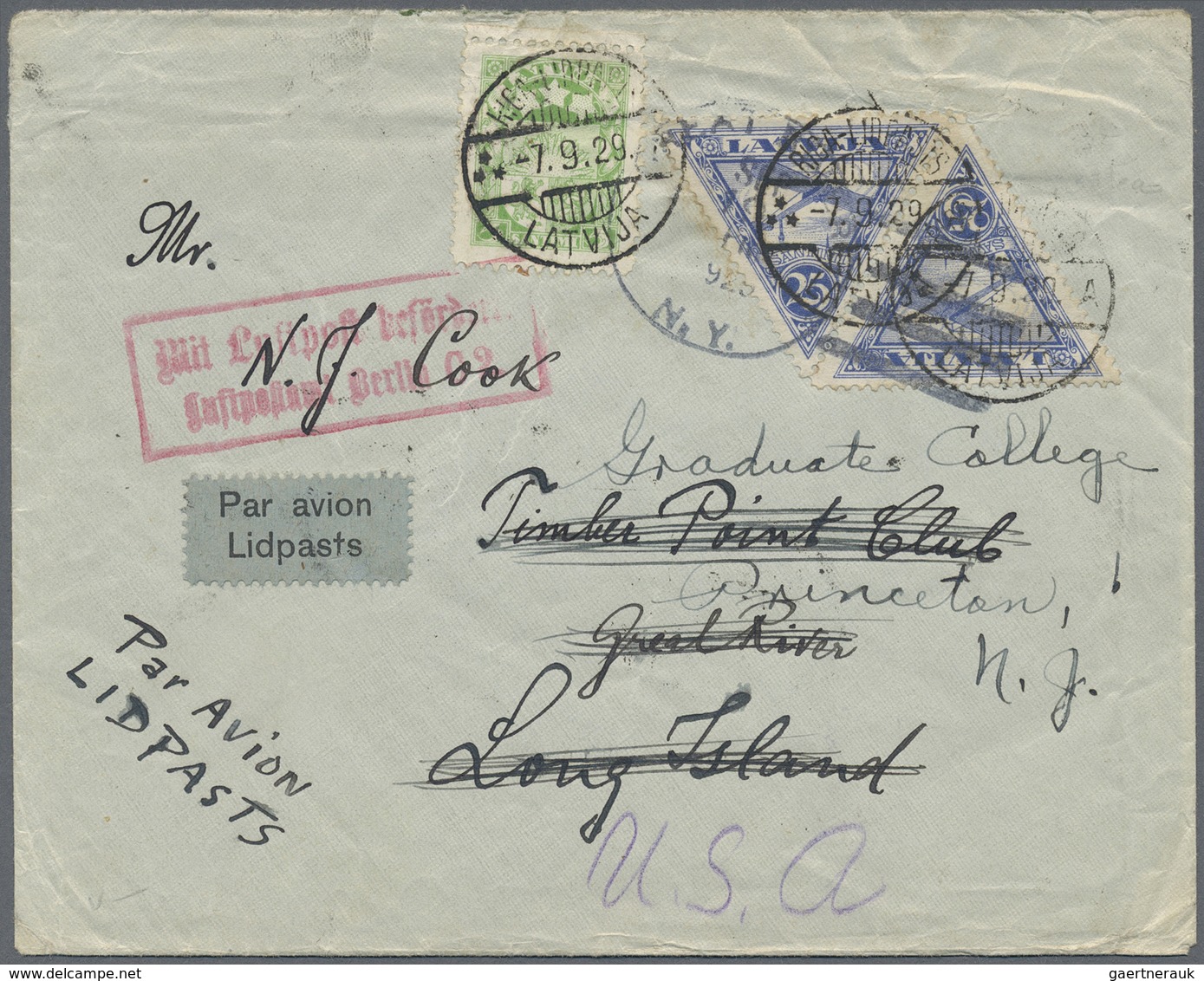 Br Lettland: 1921/1936, Group Of Eleven Airmail/registered Covers, Mainly To Foreign Destinations, Some - Letonia