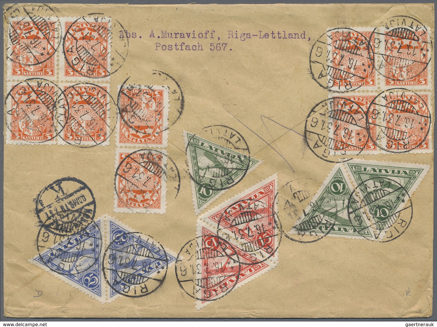 Br Lettland: 1921/1936, Group Of Eleven Airmail/registered Covers, Mainly To Foreign Destinations, Some - Letonia