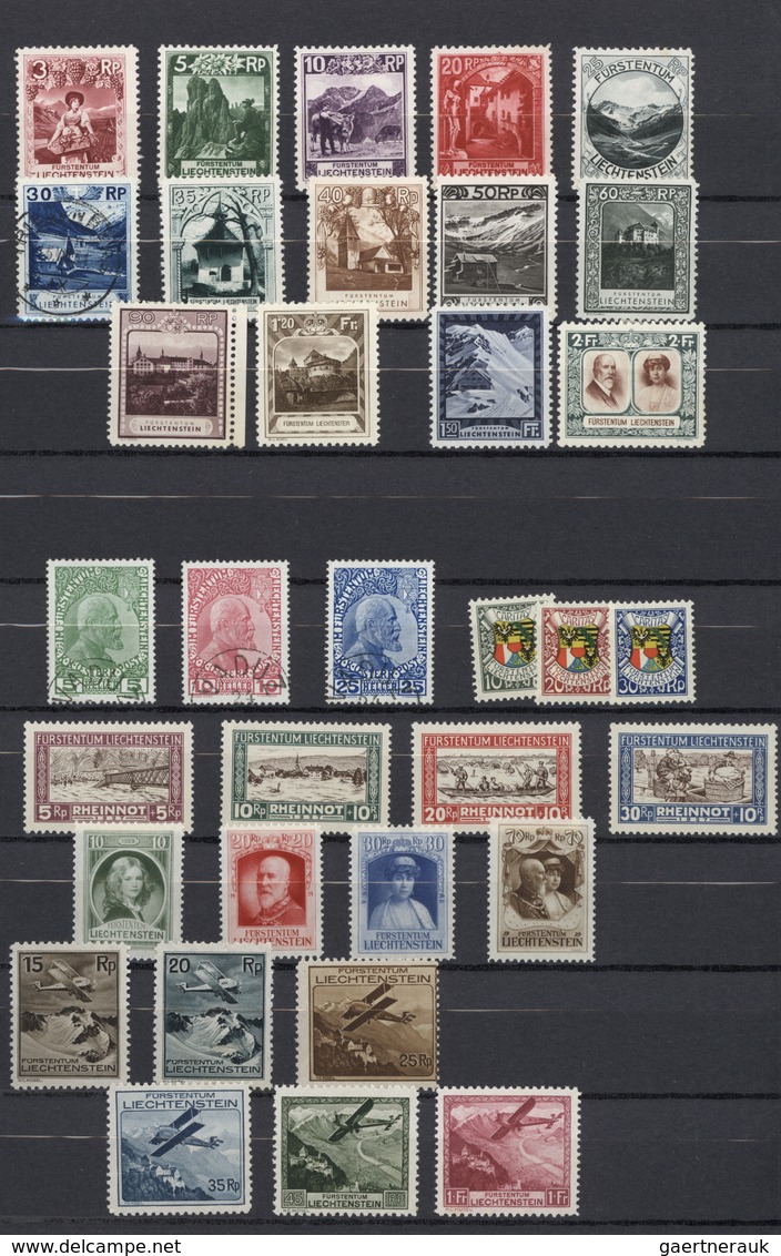 */O Liechtenstein: 1912/1943, Saubere Sammlungspartie Auf Stecktafeln, Dabei MiNr. 1/3, 53/60, 78/81, 90 - Lettres & Documents