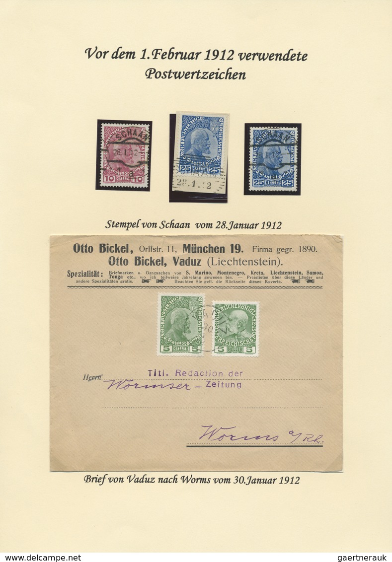 Br/O/* Liechtenstein: 1912/17, Kl. Spezial-Sammlung Der Fürsten-Ausgabe 1912/17 Mi.-Nr.1-3 X,y Mit Marken U - Lettres & Documents