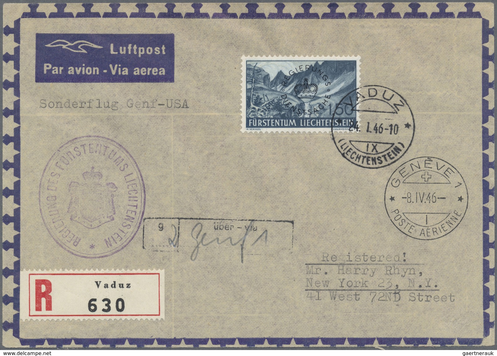 Br Liechtenstein: 1935/1974, Partie Mit 12 Belegen, Dabei Schwerpunkt Flugpost Mit Postflug Vaduz-Innsb - Brieven En Documenten