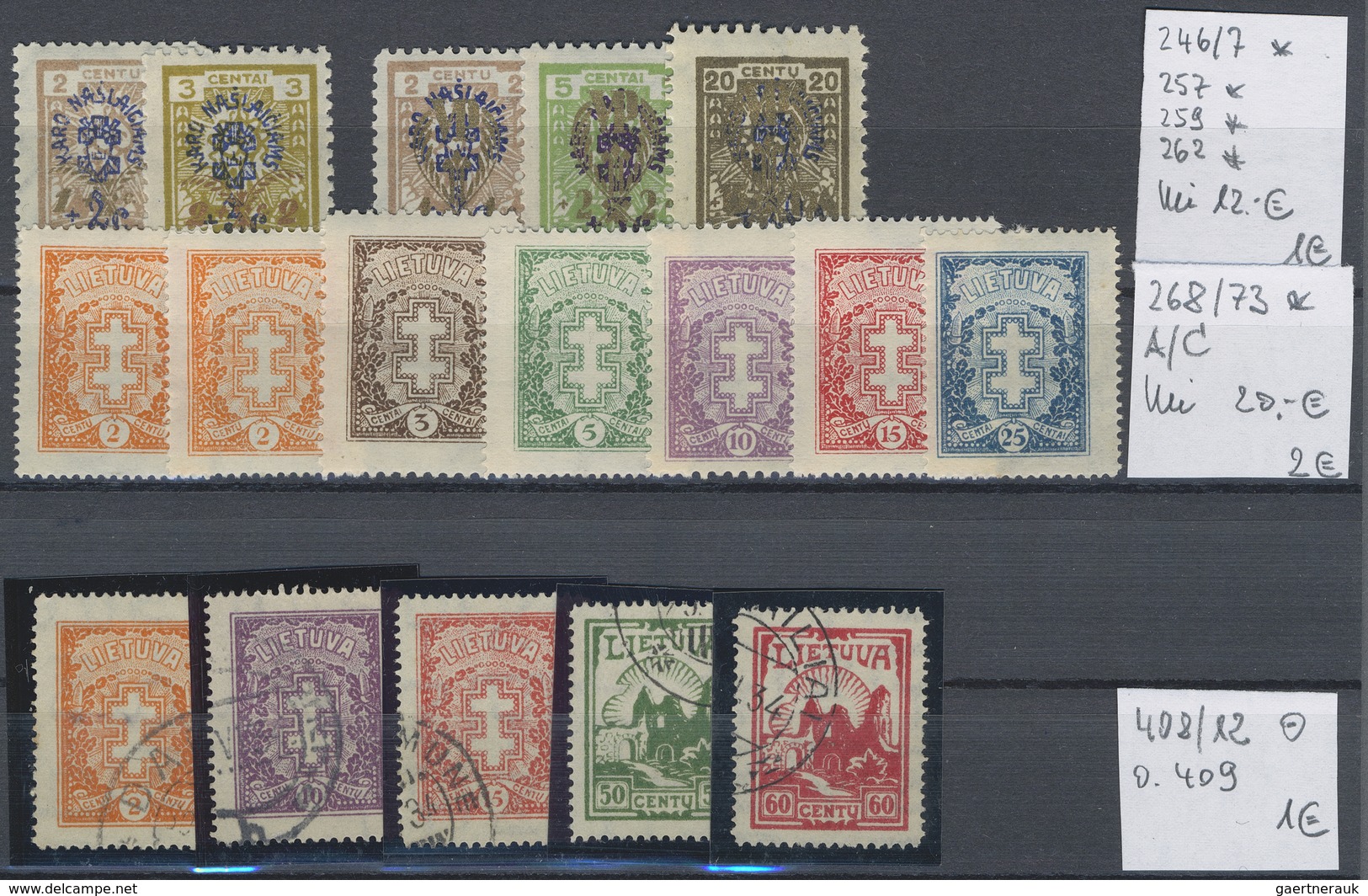 **/*/O/Brfst/(*) Litauen: 1918/1940, Mint And Used Lot On Stockcards, Incl. Types, Watermarks, A Good Range Of Imperf - Lituanie