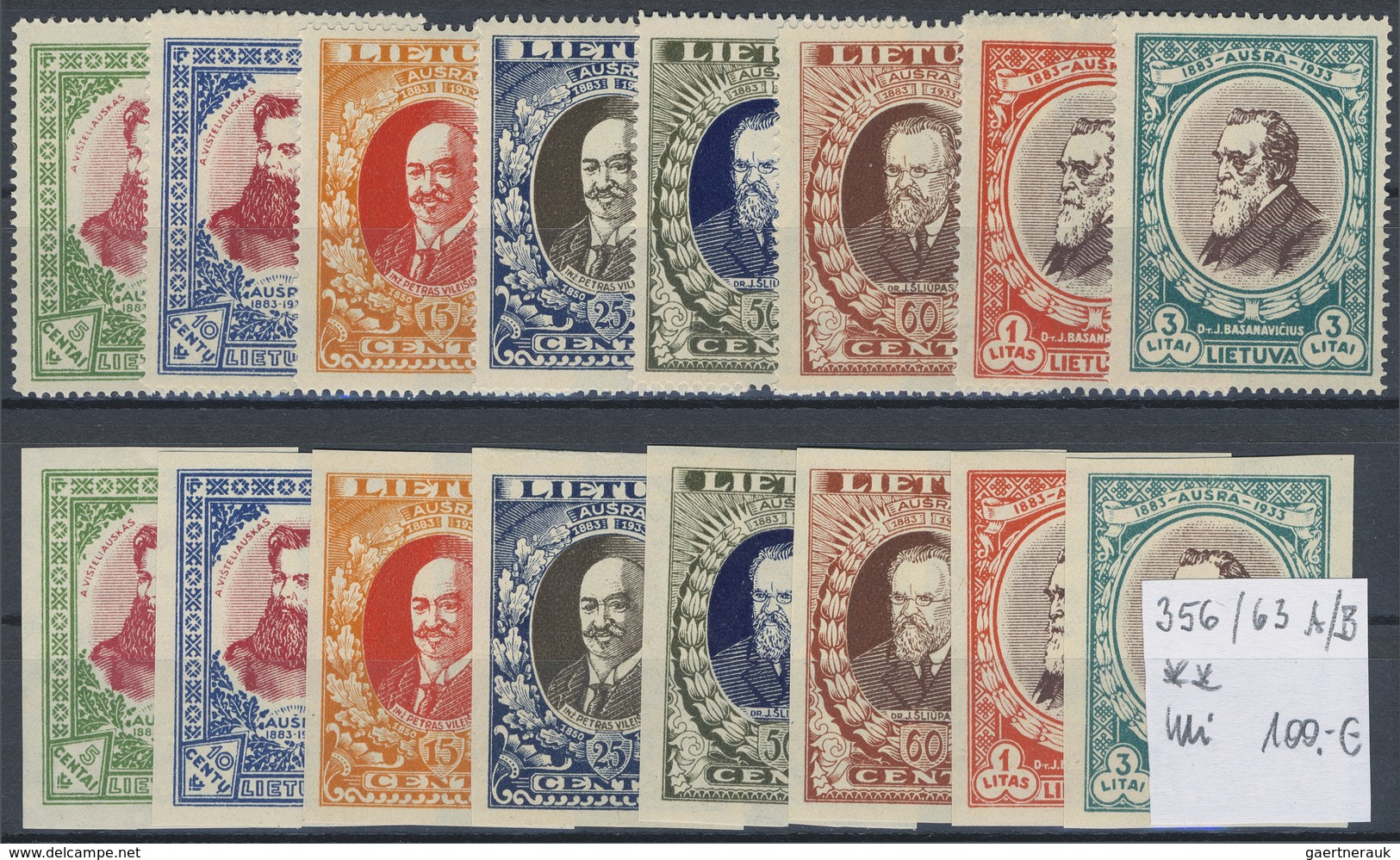 **/*/O/Brfst/(*) Litauen: 1918/1940, mint and used lot on stockcards, incl. types, watermarks, a good range of imperf