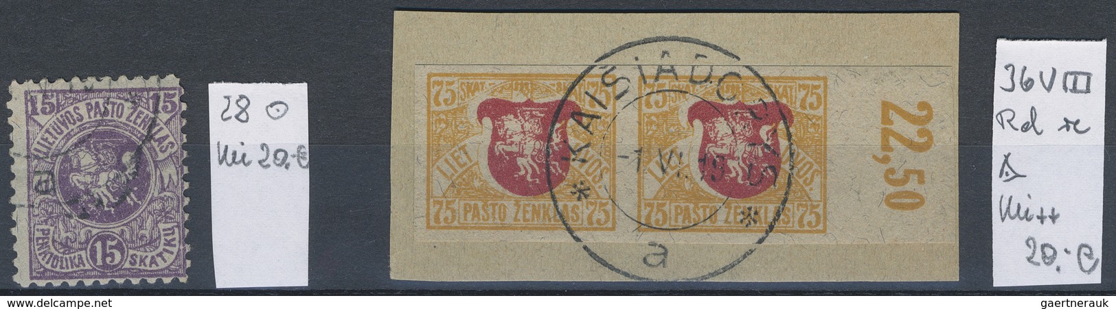 **/*/O/Brfst/(*) Litauen: 1918/1940, mint and used lot on stockcards, incl. types, watermarks, a good range of imperf