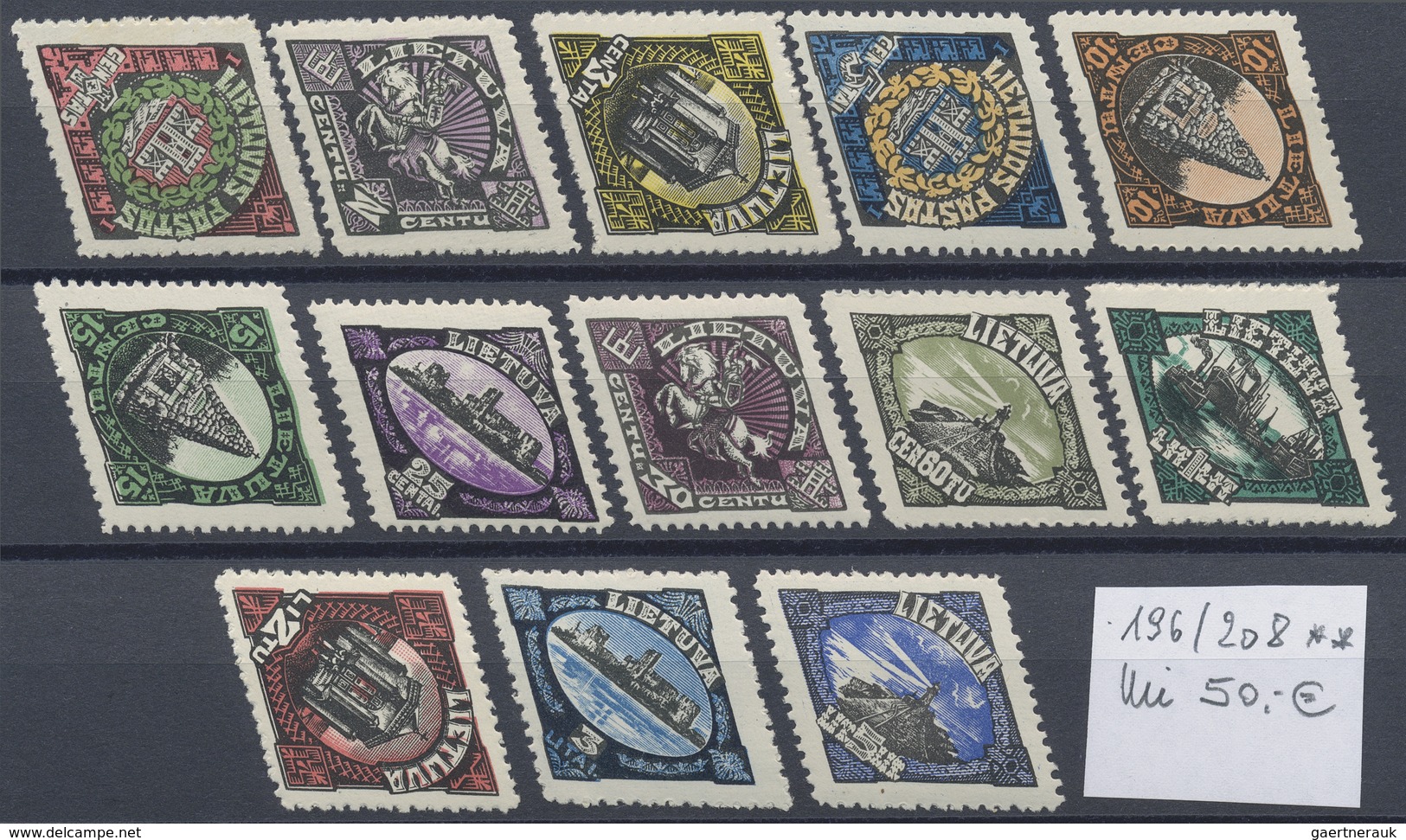 **/*/O/Brfst/(*) Litauen: 1918/1940, mint and used lot on stockcards, incl. types, watermarks, a good range of imperf