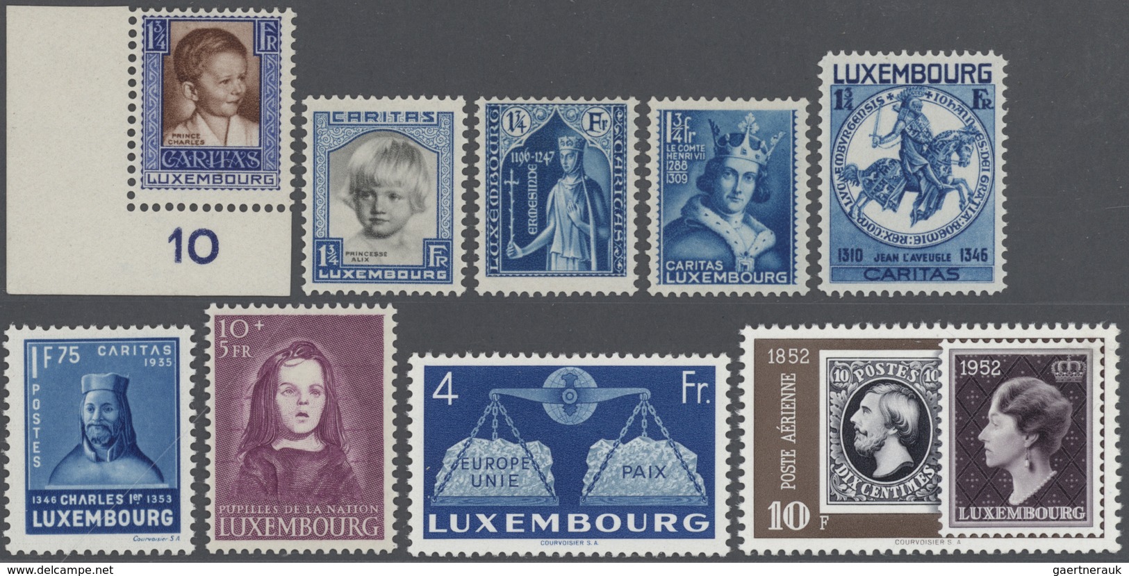 **/*/O Luxemburg: 1930/1997 (ca.), Sammlung In Zwei Alben Mit Etlichen Besseren Ausgaben U.a. Viele Caritas - Autres & Non Classés