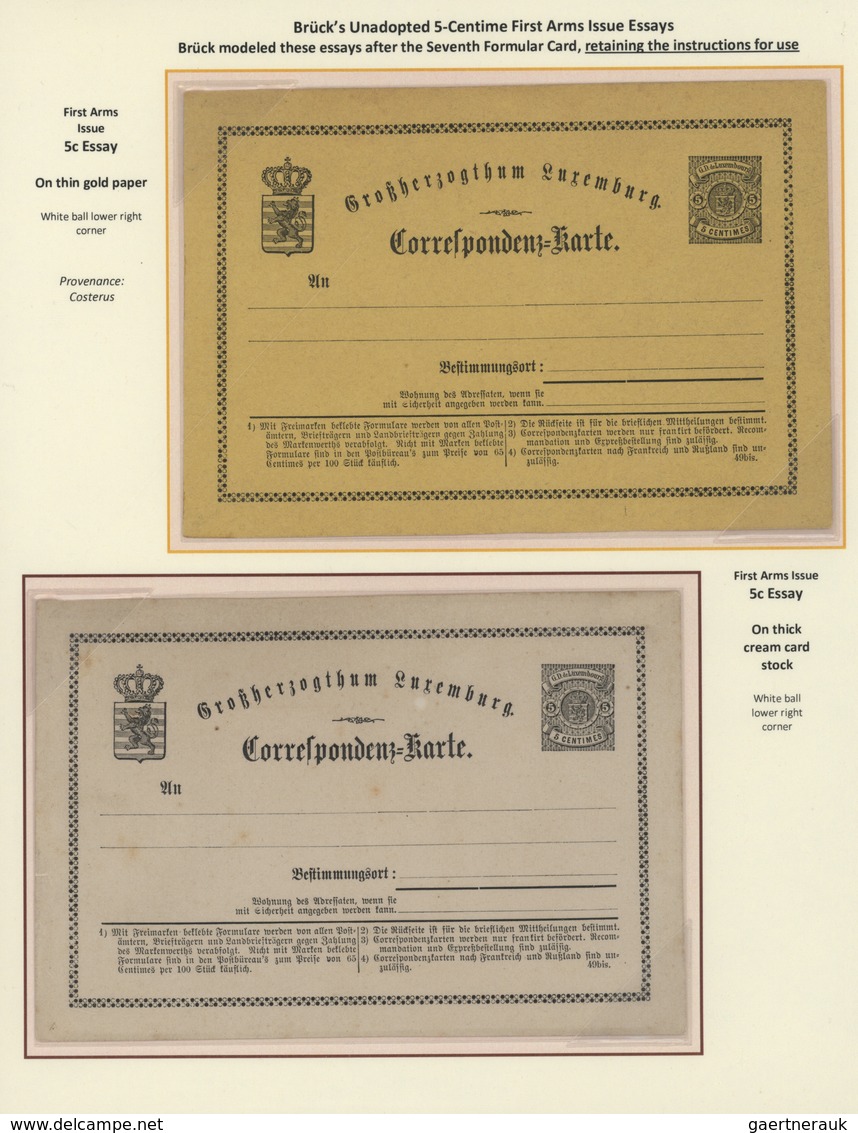 GA Luxemburg - Ganzsachen: 1870-1882 LUXEMBOURG'S COAT OF ARMS POSTAL STATIONERY: Exhibition collection