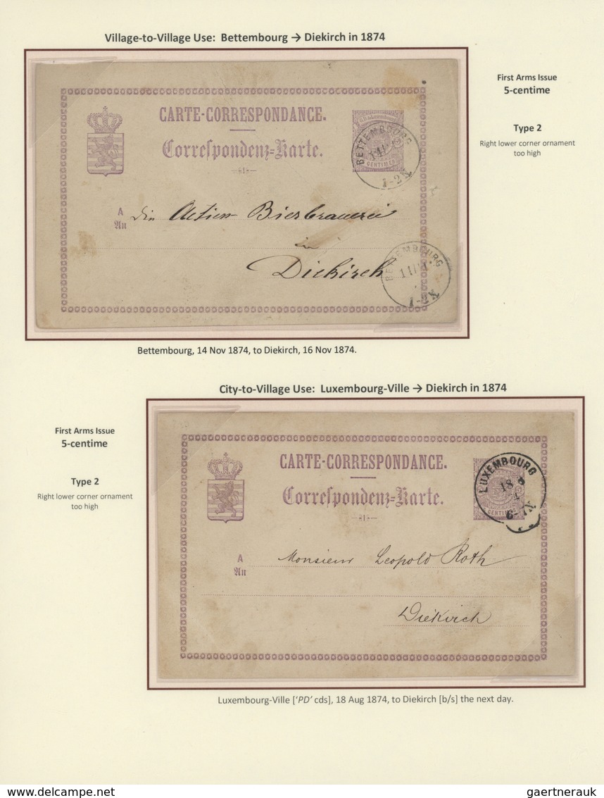 GA Luxemburg - Ganzsachen: 1870-1882 LUXEMBOURG'S COAT OF ARMS POSTAL STATIONERY: Exhibition collection