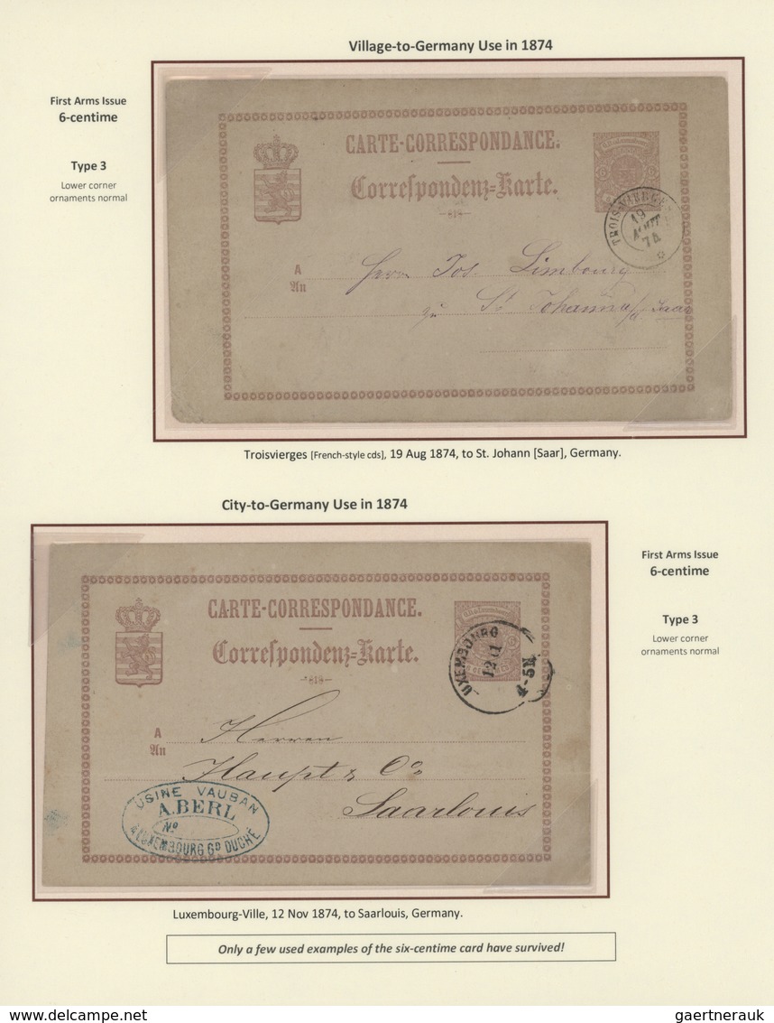 GA Luxemburg - Ganzsachen: 1870-1882 LUXEMBOURG'S COAT OF ARMS POSTAL STATIONERY: Exhibition collection