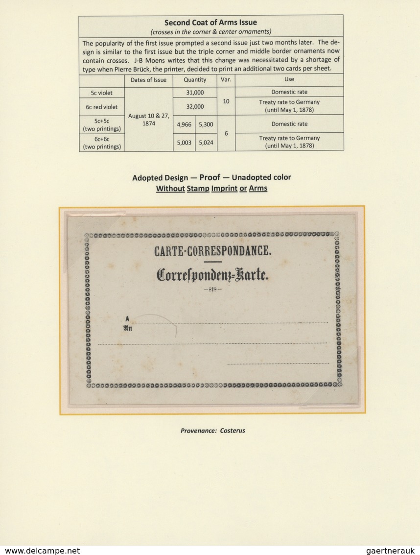 GA Luxemburg - Ganzsachen: 1870-1882 LUXEMBOURG'S COAT OF ARMS POSTAL STATIONERY: Exhibition collection