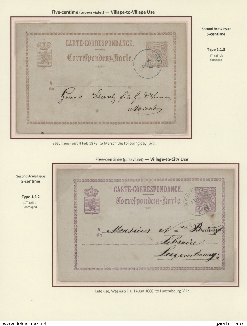 GA Luxemburg - Ganzsachen: 1870-1882 LUXEMBOURG'S COAT OF ARMS POSTAL STATIONERY: Exhibition collection