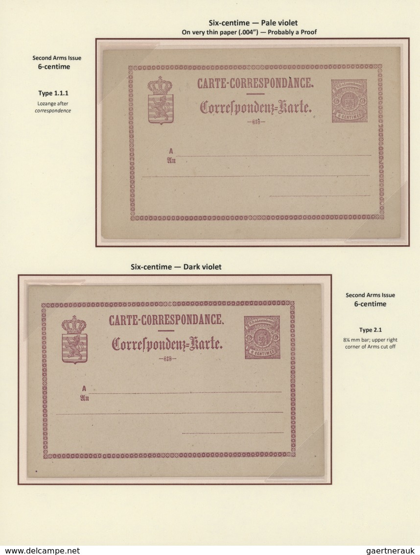 GA Luxemburg - Ganzsachen: 1870-1882 LUXEMBOURG'S COAT OF ARMS POSTAL STATIONERY: Exhibition collection