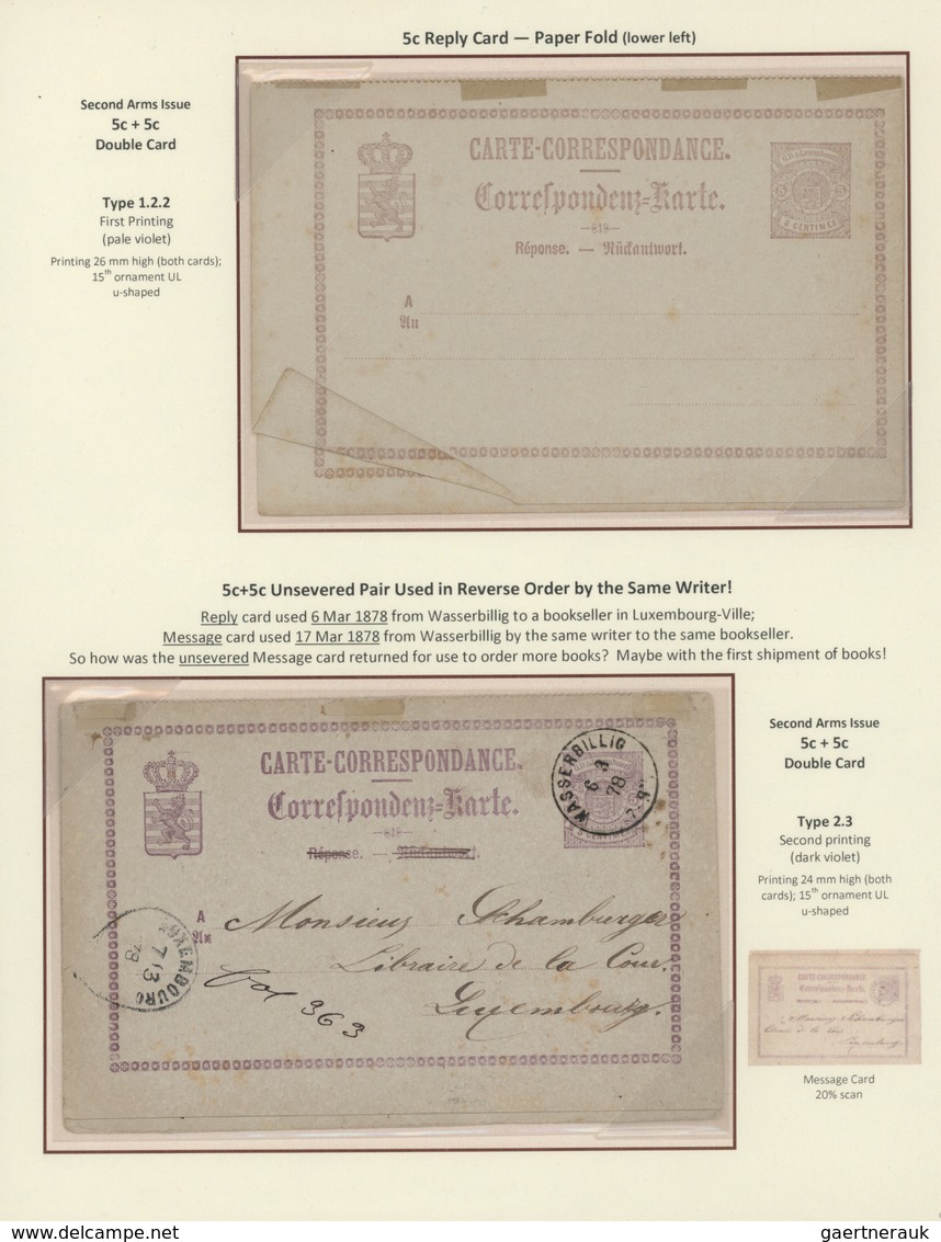 GA Luxemburg - Ganzsachen: 1870-1882 LUXEMBOURG'S COAT OF ARMS POSTAL STATIONERY: Exhibition collection