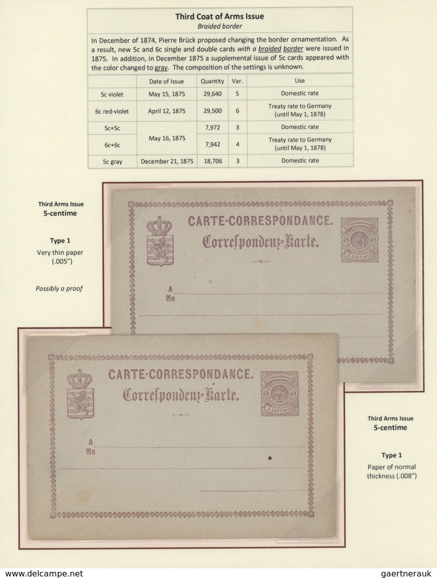 GA Luxemburg - Ganzsachen: 1870-1882 LUXEMBOURG'S COAT OF ARMS POSTAL STATIONERY: Exhibition collection