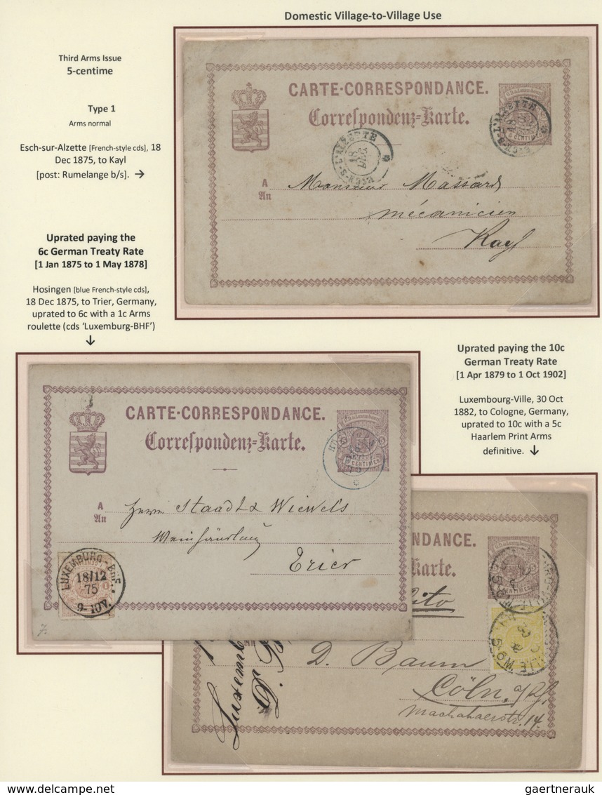 GA Luxemburg - Ganzsachen: 1870-1882 LUXEMBOURG'S COAT OF ARMS POSTAL STATIONERY: Exhibition collection