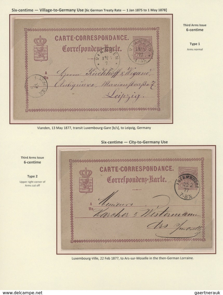 GA Luxemburg - Ganzsachen: 1870-1882 LUXEMBOURG'S COAT OF ARMS POSTAL STATIONERY: Exhibition collection