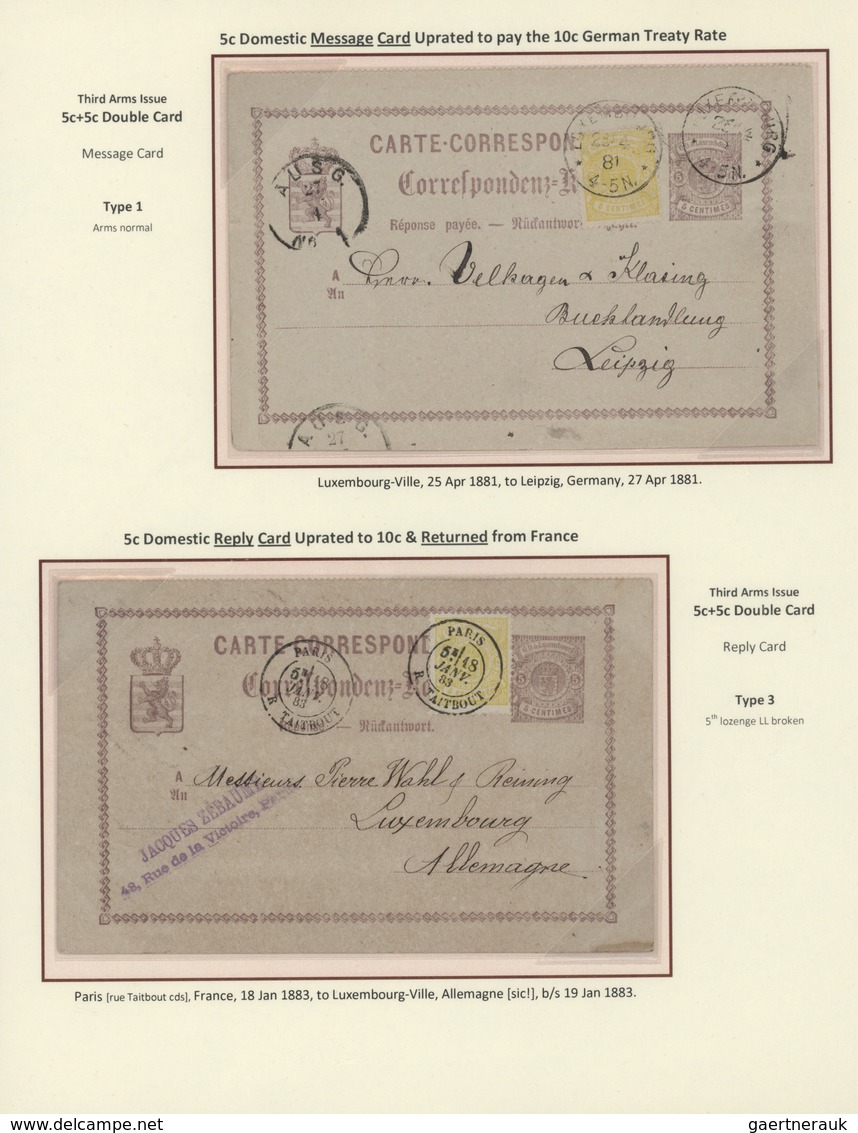 GA Luxemburg - Ganzsachen: 1870-1882 LUXEMBOURG'S COAT OF ARMS POSTAL STATIONERY: Exhibition collection