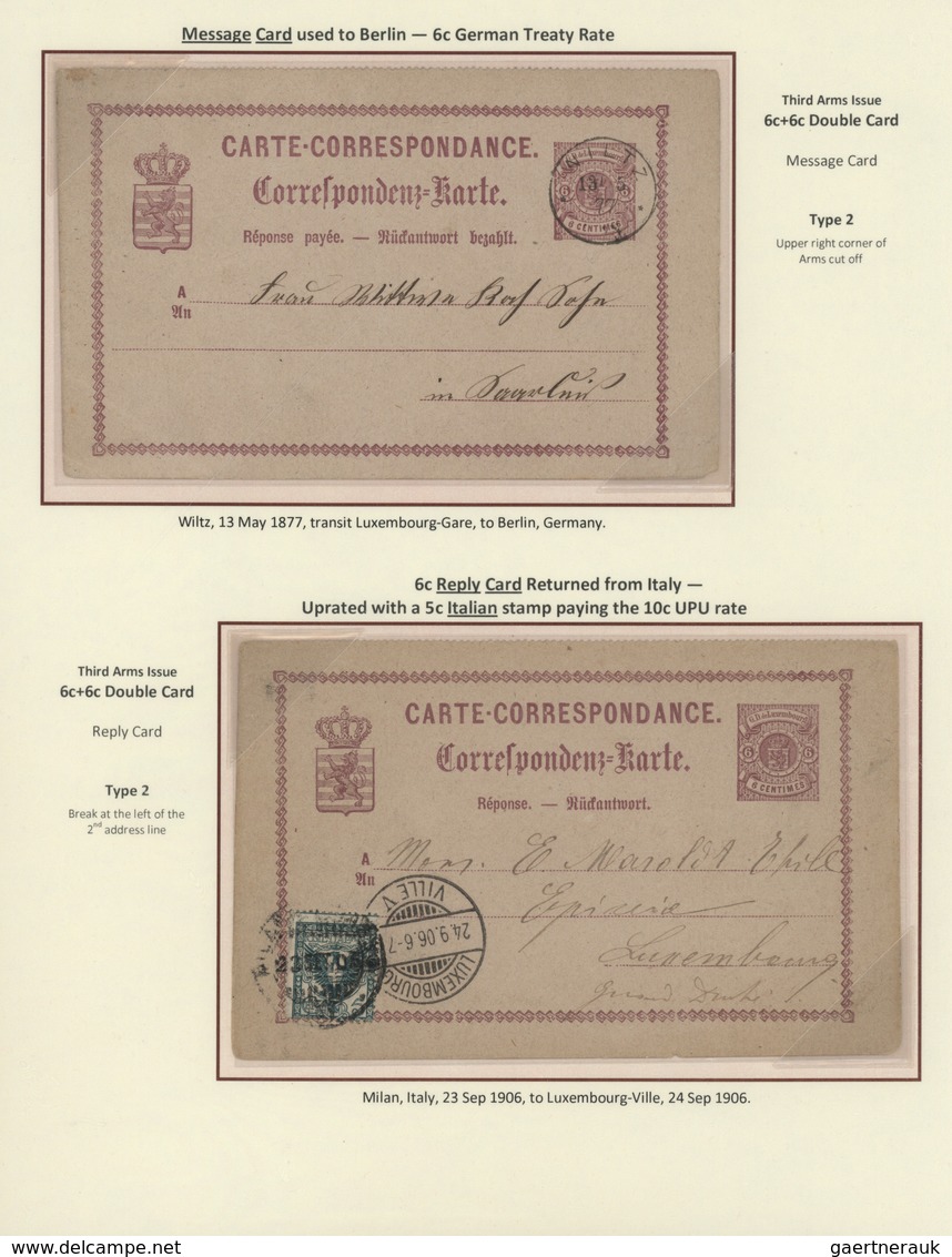 GA Luxemburg - Ganzsachen: 1870-1882 LUXEMBOURG'S COAT OF ARMS POSTAL STATIONERY: Exhibition collection