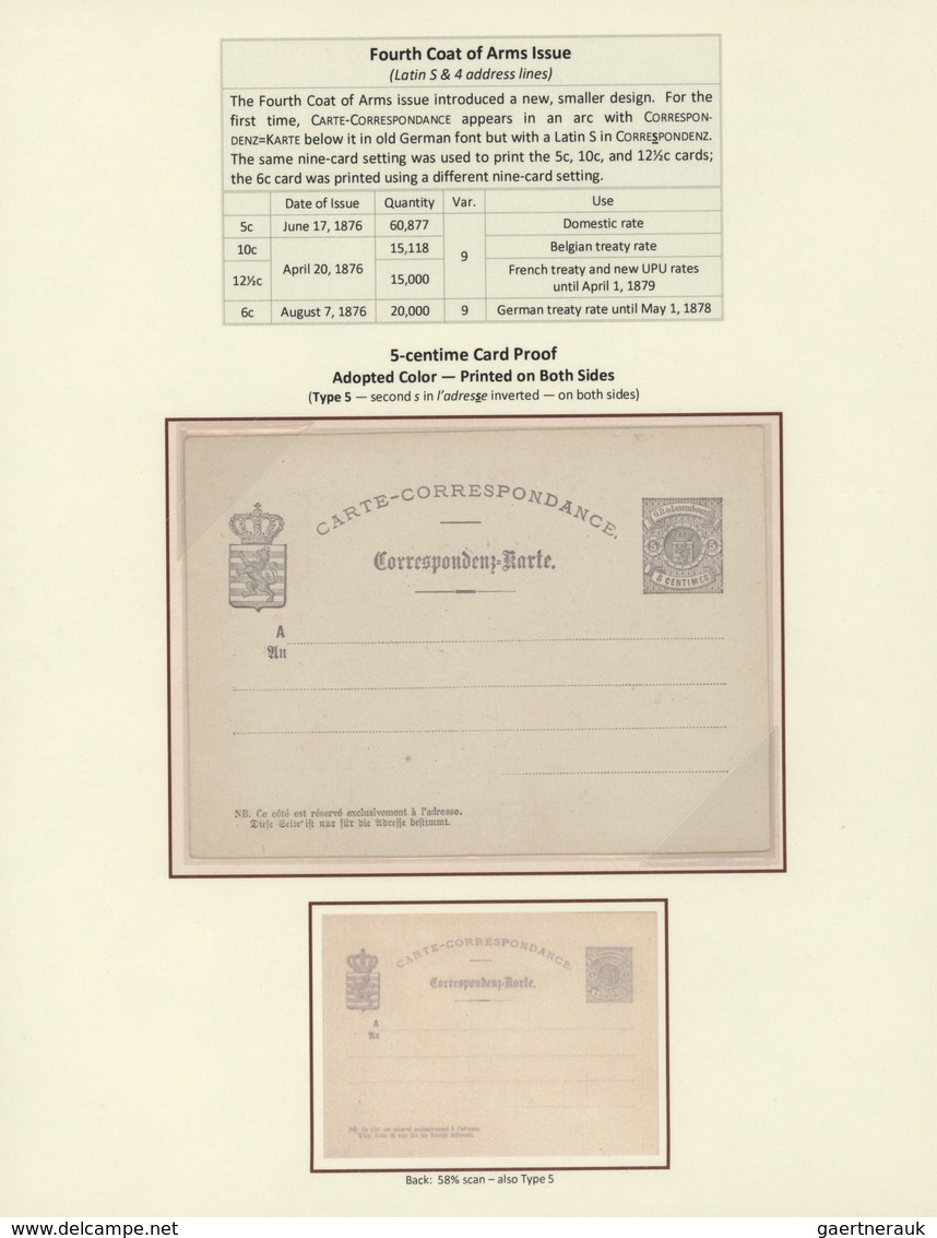 GA Luxemburg - Ganzsachen: 1870-1882 LUXEMBOURG'S COAT OF ARMS POSTAL STATIONERY: Exhibition collection