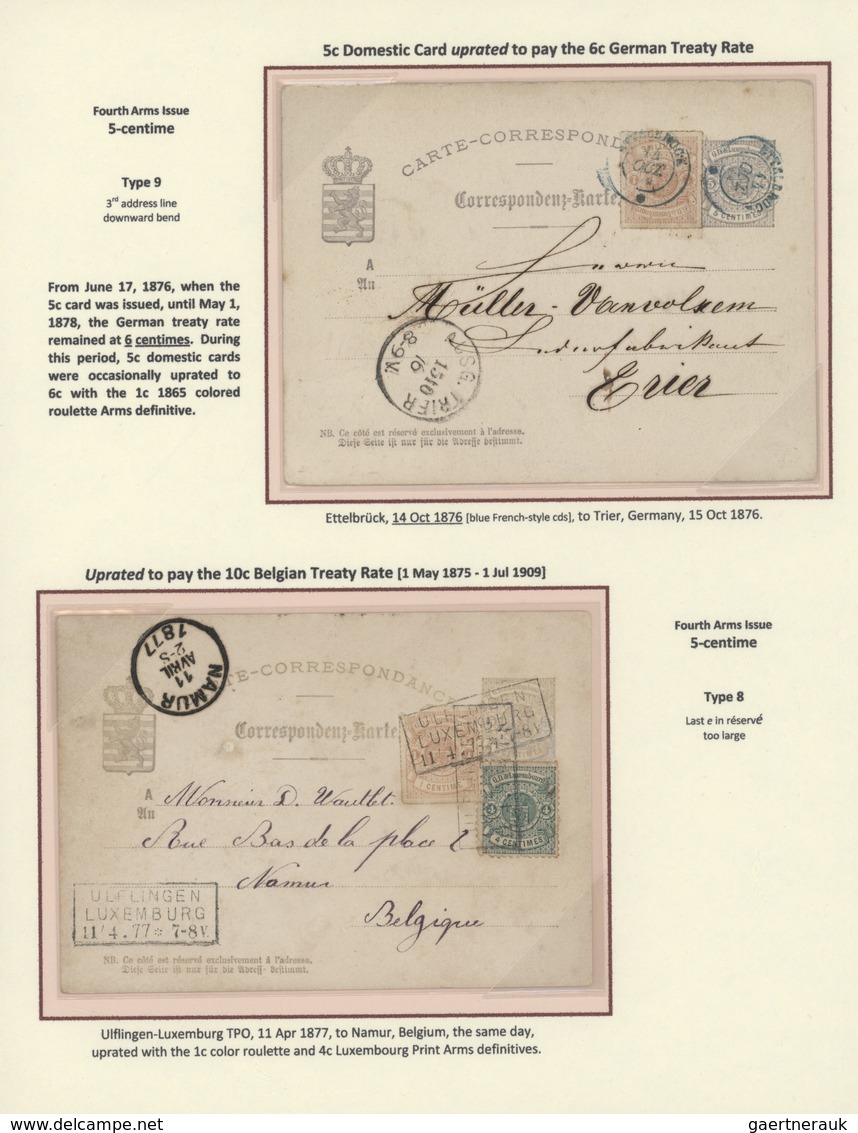 GA Luxemburg - Ganzsachen: 1870-1882 LUXEMBOURG'S COAT OF ARMS POSTAL STATIONERY: Exhibition collection