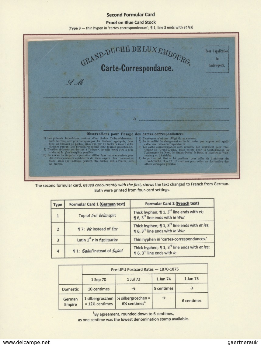 GA Luxemburg - Ganzsachen: 1870-1882 LUXEMBOURG'S COAT OF ARMS POSTAL STATIONERY: Exhibition collection