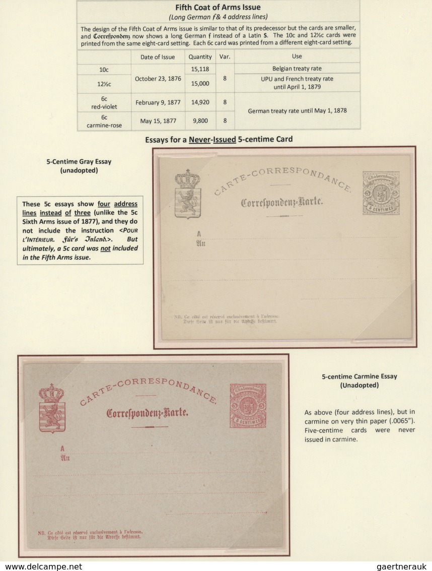 GA Luxemburg - Ganzsachen: 1870-1882 LUXEMBOURG'S COAT OF ARMS POSTAL STATIONERY: Exhibition collection