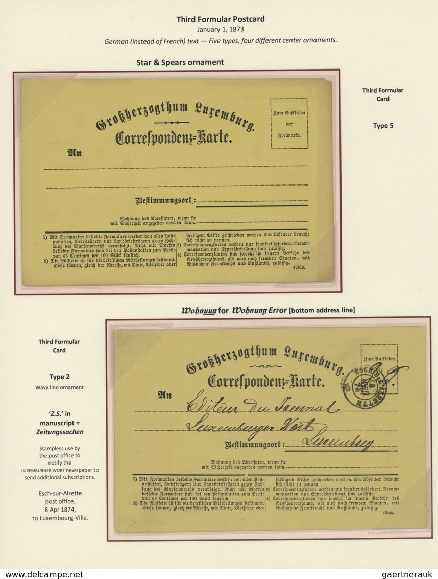 GA Luxemburg - Ganzsachen: 1870-1882 LUXEMBOURG'S COAT OF ARMS POSTAL STATIONERY: Exhibition collection