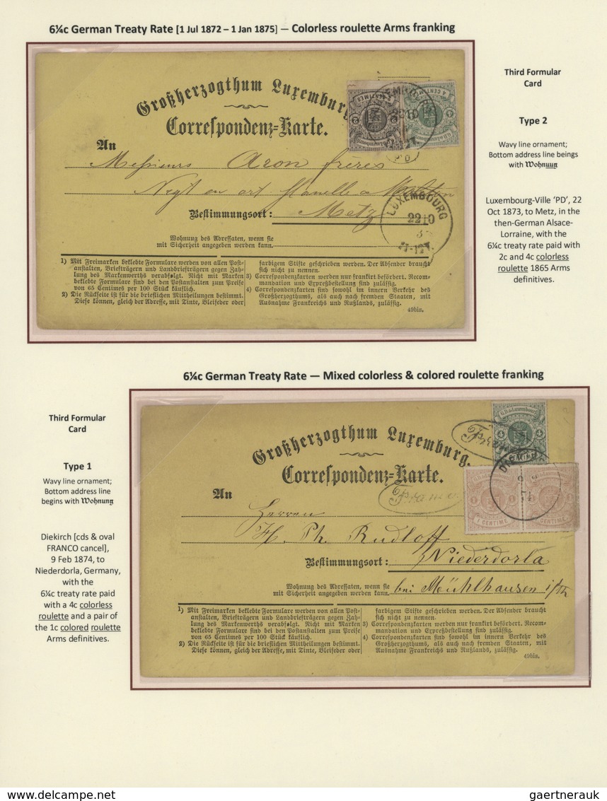 GA Luxemburg - Ganzsachen: 1870-1882 LUXEMBOURG'S COAT OF ARMS POSTAL STATIONERY: Exhibition collection