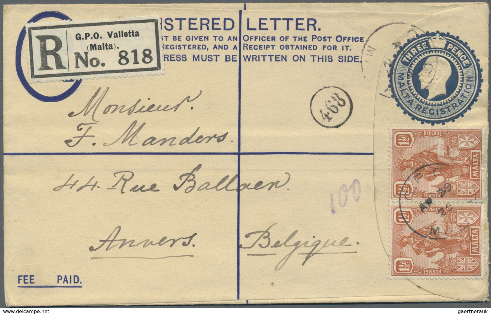 Br/GA Malta: 1845-1950 (ca.), collection of 170 mostly better items, shipmail, postage due, many registere